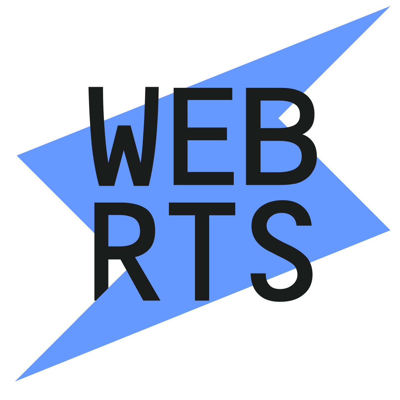 WebRTS Web Real-Time Streaming logo with blue lightning bolt