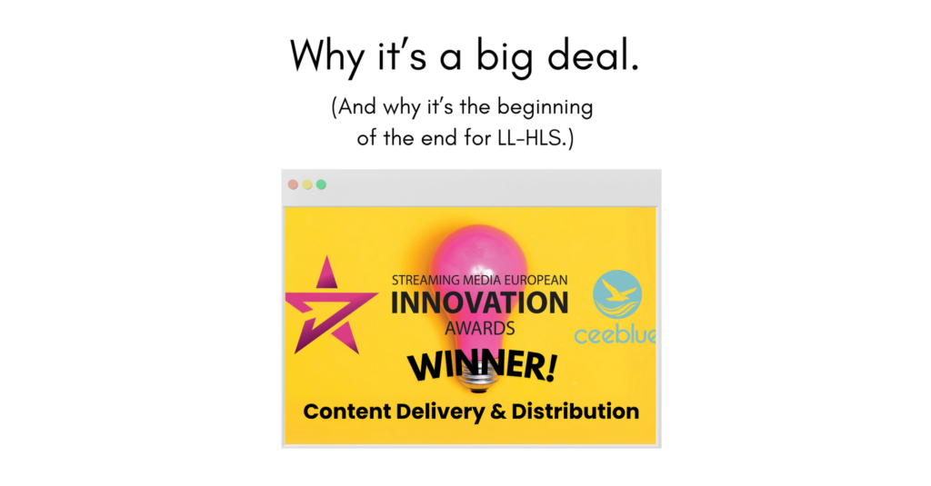 A webpage with the winning announcement_ Ceeblue wins for Content Delivery and Distribution